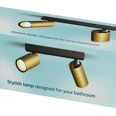 Spot Philips Idris GU10 2×5W IP44 240×119mm noir/laiton 