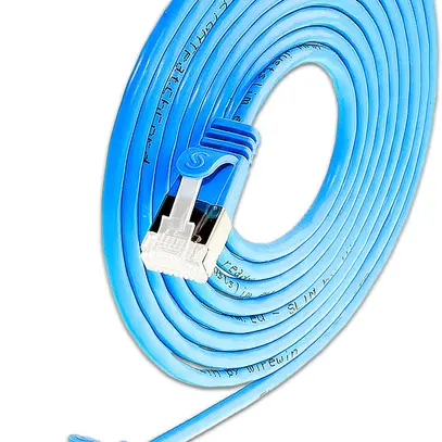 Cavo patch SLIM: 25cm, blu, 50 pezzi Cat.6A, U/FTP, jack non infrangibile 
