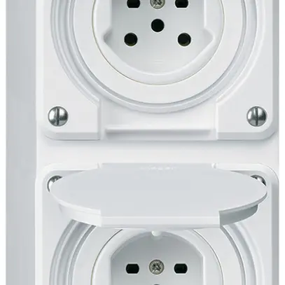 Combi AP 2×1 HA robusto 2×tipo 15 con morsetti a innesto con coperchio bianco 