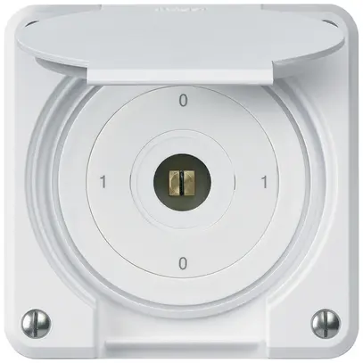 UP-Steckschlüsselschalter robusto IP55 mit Klappdeckel S0/1P weiss Kombi 4-kant 