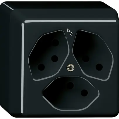 Presa AP basico 3×tipo 13S nero 
