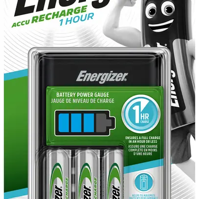 Chargeur Energizer 1-Hour, avec 4×accumulateurs AA NiMH à 2300mAh 