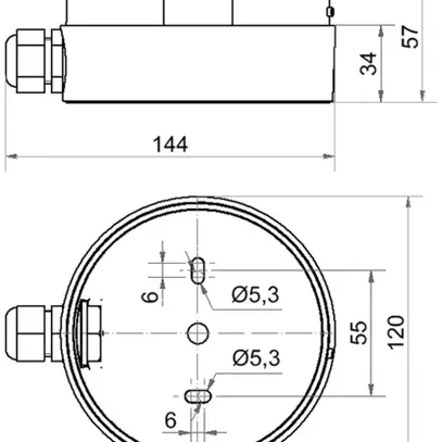 Adapter WERMA Maxi, für Signalsäule, seitlische Kabelverschraubung, grau 