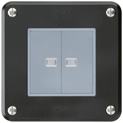 Interrupteur ENC robusto IP55 schema 3+3 2×lumineux noir 
