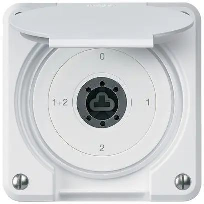 Interrupteur à clé ENC robusto IP55 avec clapet sans cylindre S1/1P blanc combi 