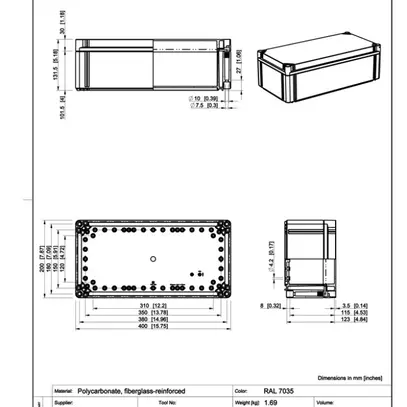 Scatola per apparecchio CUBO O 200×400×130 