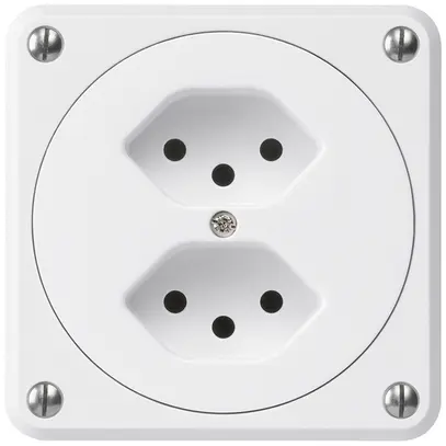 Presa INC robusto 2×tipo 13 bianco senza copercchio 