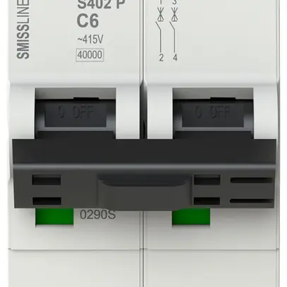 Disjoncteur SMISSLINE TP, 2L, C, 6A, 40kA 