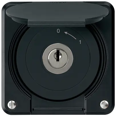 Contatto rotativo a chiave INC robusto IP55 nero con coperchio 2P 