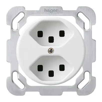 Inserto per presa INC basico 2×tipo 23 bianco con morsetti innest. 