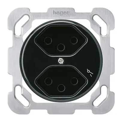 Inserto per presa INC basico 2×tipo 13/1 nero con protezione bambini 