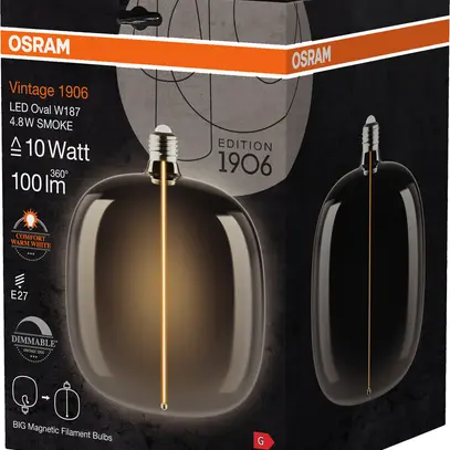 LED-Lampe Osram Vintage 1906 E27 4.8W 100lm 818 DIM Ø187×237mm Rauch 