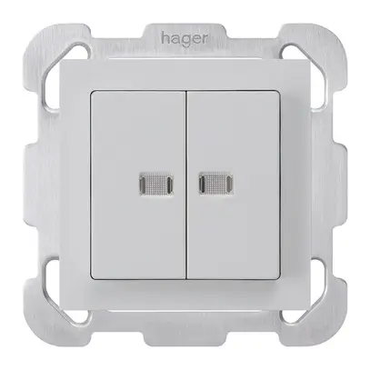 Pulsante luminoso INC kallysto 2×AR/1P 2 lenti grigio chiaro piastra fissaggio 