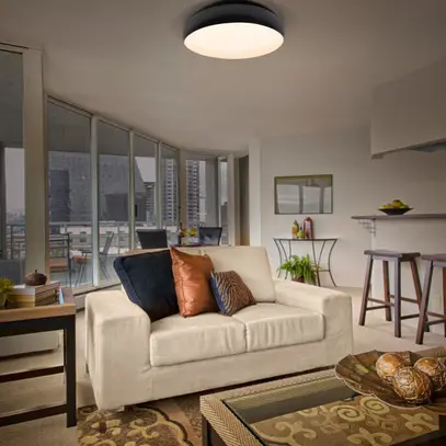 LED-Deckenleuchte LEDVANCE Orbis Livia 24W 1500lm 830 Ø430×115mm schwarz/weiss 