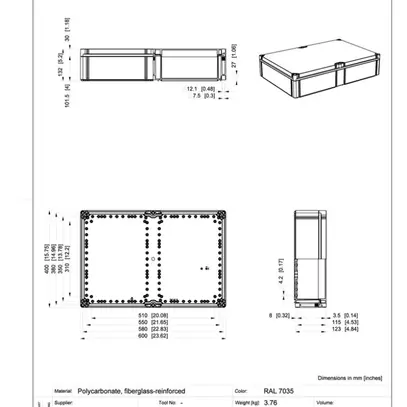 Scatola per apparecchio CUBO O 400×600×130 