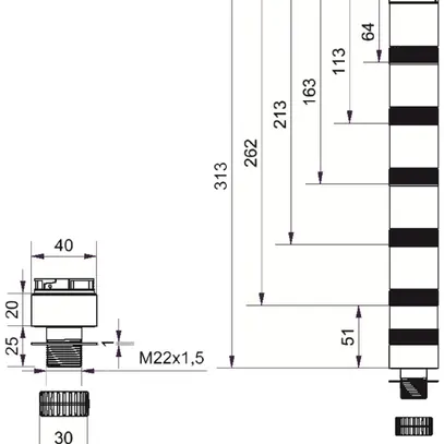 Adaptateur pour montage sur perçage WERMA EM, noir 