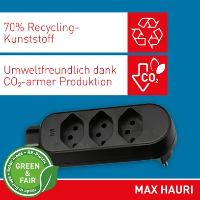 Spina multipla MAX HAURI ADAPT SPLIT 10A 3+1×T13 nero 
