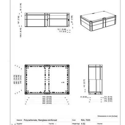 Scatola per apparecchio CUBO O 400×600×180 