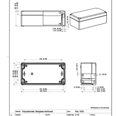 Coffret d'appareil RW CUBO D 80×160×56mm DPCP gris 