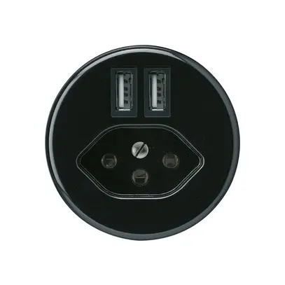Prise 2×USB & type 13 basico A 2400mA noir 