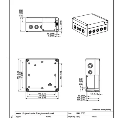 Coffret d'appareil CUBO S 175×175×75mm 