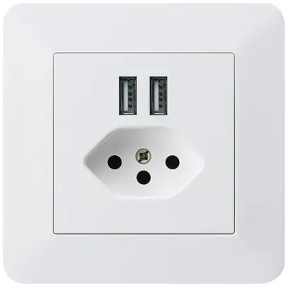 Prise ENC 2×USB & T13 kallysto.trend 2400mA blanc 