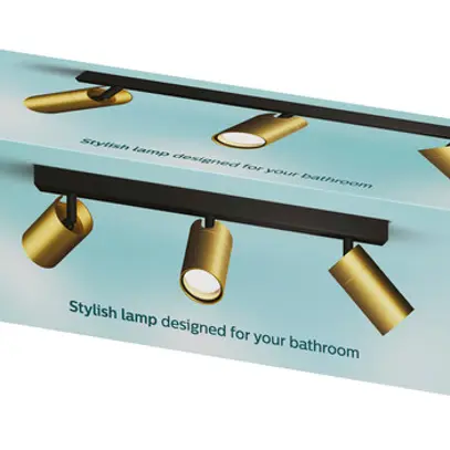 Spot Philips Idris GU10 3×5W IP44 442×119mm noir/laiton 