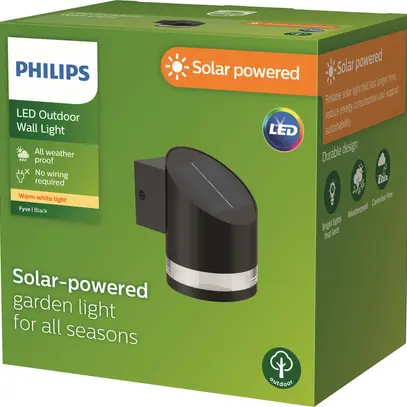 Applique LED Philips Fyve Solar SEN 1.5W 200lm 827 IP44 noir 