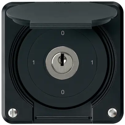 Interrupteur à clé ENC robusto IP55 avec clapet S0/3P noir 