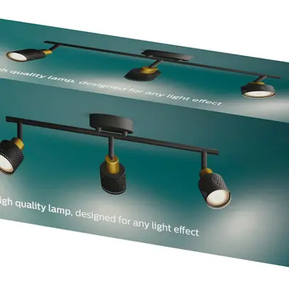 Spot Philips Niall GU10 3×5W 484×134mm noir/laiton 