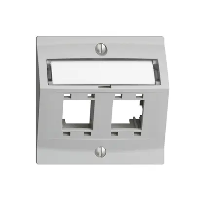 Kit montaggio EDIZIOdue, con cappa di uscita obliqua, per 2×RJ45, grigio chiaro 