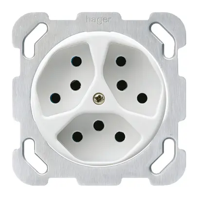 Inserto per presa INC basico 3×tipo 13 con placca di fissaggio bianco 