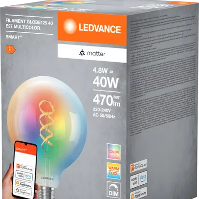Lampe LED LEDVANCE SMART+ MATTER E27 4.8W 470lm RGBW WiFi Ø124×173mm clair 