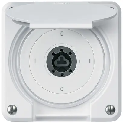 Interruttore a chiave INC robusto IP55 con copertura senza cilindro S0/1P bianco 