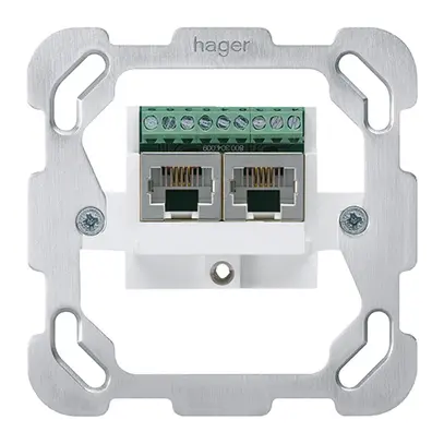 Inserto per scatola di raccordo Hager 2×RJ45s separato placca fissagg.schermato 