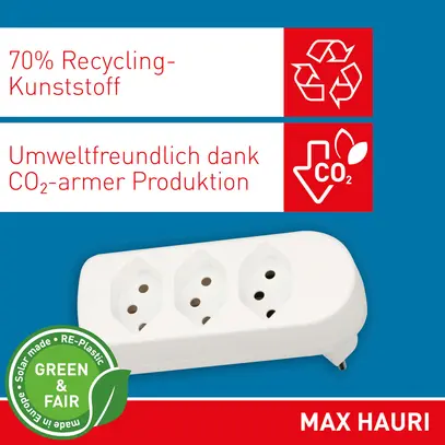 Mehrfach-Stecker MAX HAURI ADAPT SPLIT 10A 3×T13 weiss 