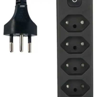 Presa multipla Re:Life 10A con interruttore ACC/CHIUS 7×T13 1.8m nero 