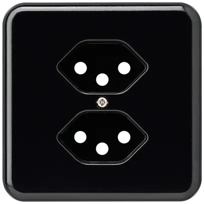 Placca di copertura basico 2×tipo 13 nero con protezione bambini 