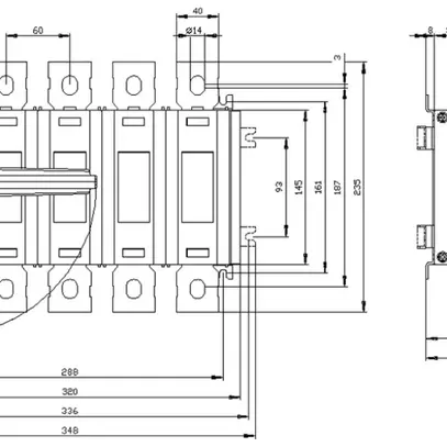 Sectionneur de charge AMD Siemens SENTRON 3KD4 4P 630A 1000V 8NC 8NO IP00 gris 
