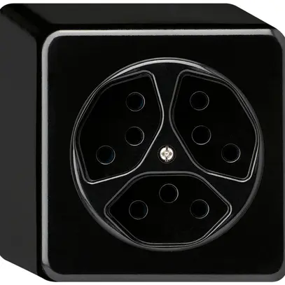 Prise AP basico 3×type 13 noir h=54mm 