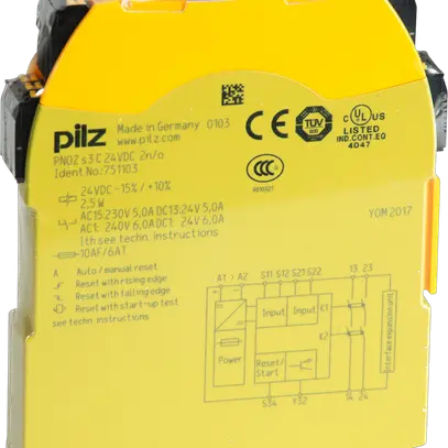Not-Halt Schaltgerät, Schutztürwächter PNOZ s3 C 24VDC 2 n/o 