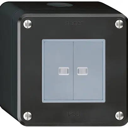 Interruttore AP robusto IP55 schema 3+3 2×illuminato nero 