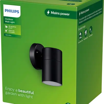 Applique Philips Kylis GU10 1×25W IP44 direct 118×90×78mm noir 