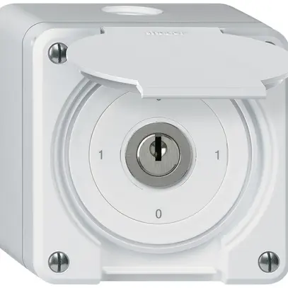 AP-Schlüsselschalter robusto IP55 mit Klappdeckel S0/1P weiss 