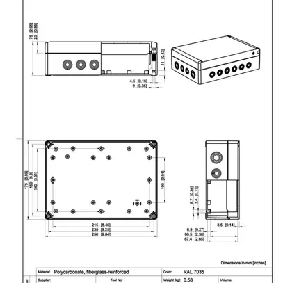 Coffret d'appareil CUBO S 175×250×75mm 