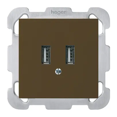 Prise de charge USB ENC Hager kallysto B 240V 2400mA brun 