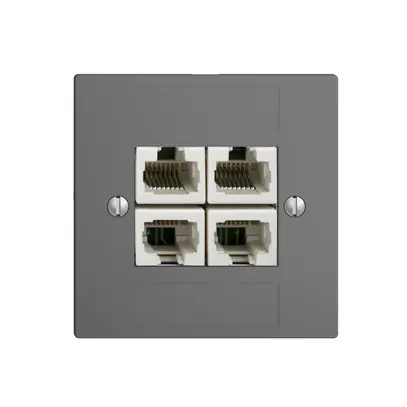 Presa INC 4×RJ45/u 4P sep.EDIZIOdue grigio scuro ITplus 