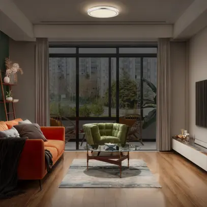 LED-Deckenleuchte LEDVANCE Orbis Helman 36W 2500lm 830 Ø485×65mm Silber 