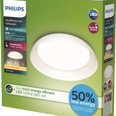 Plafoniera LED Philips Fleta 10W 1850lm 827 Ø350mm bianco 