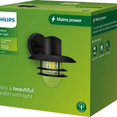 Wandleuchte Philips Inyma E27 1×25W IP44 Ø230×260×245mm schwarz 
